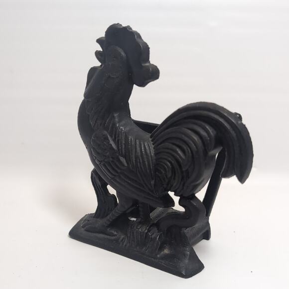 Apco Black Cast Iron Rooster Napkin Holder Rustic Farmhouse Decor Made Japan VTG - Picture 2 of 3
